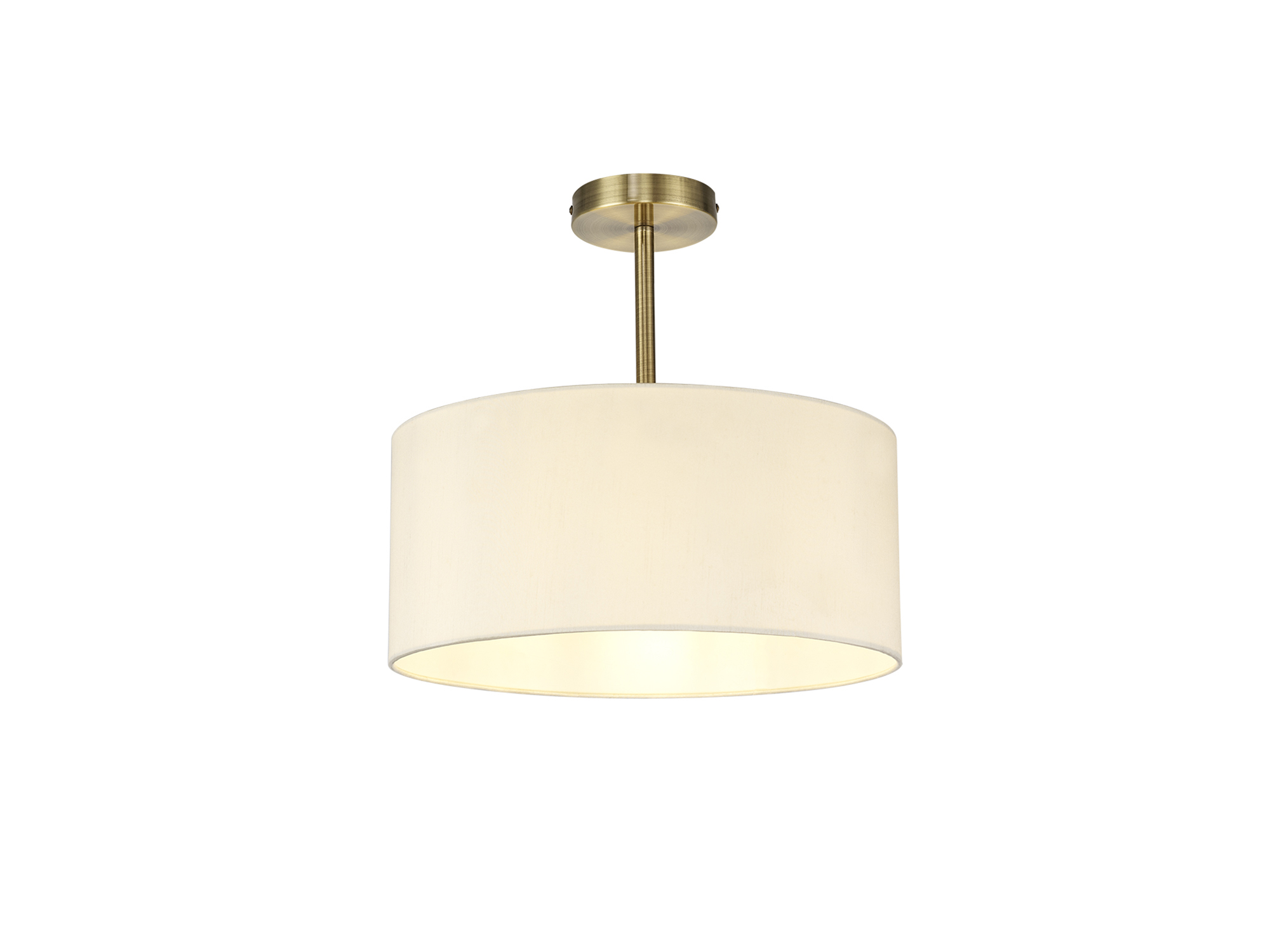 DK0167  Baymont 40cm Semi Flush 1 Light Antique Brass, Ivory Pearl